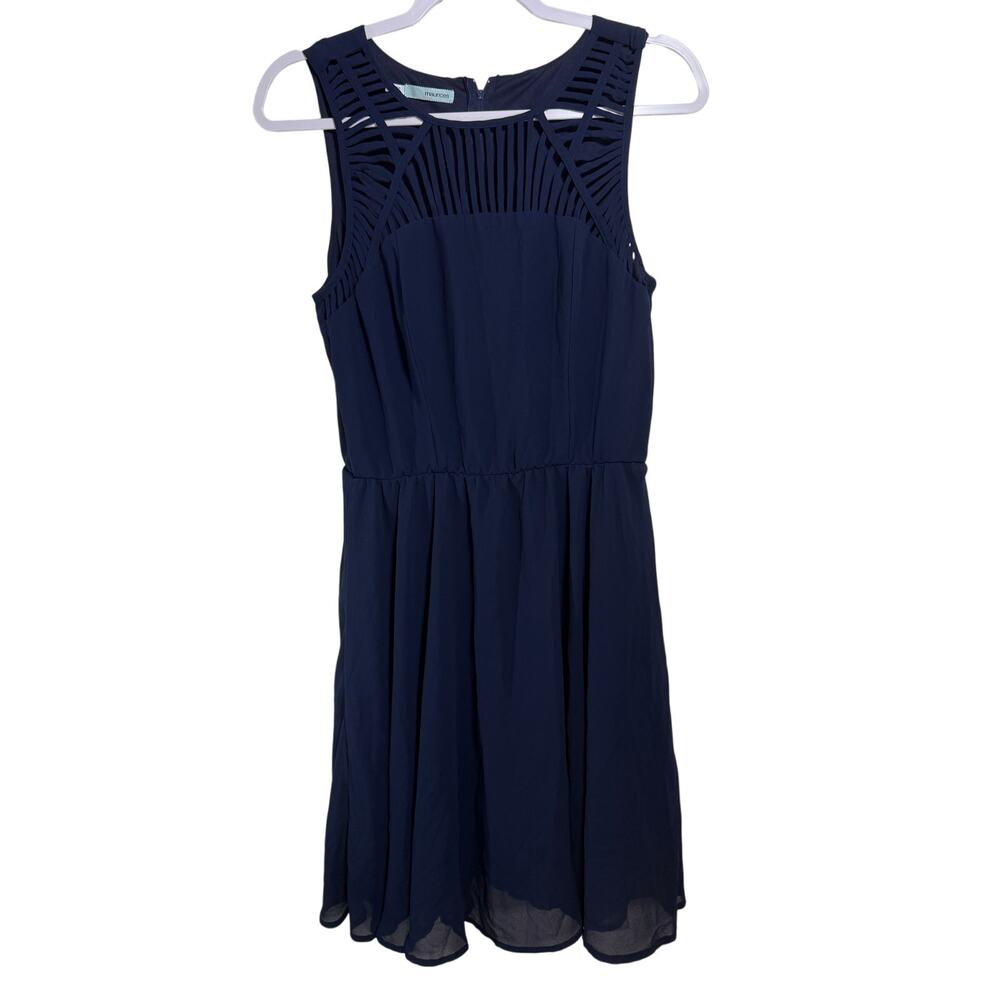 Maurices Lattice Top 11/12 Women's Dress-Navy Blue-Knee Length-Zipper Back